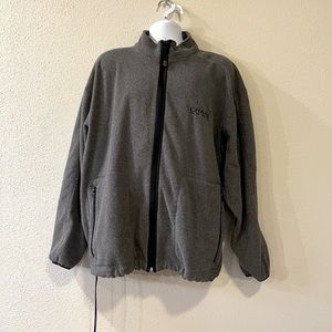 Vintage 90s Chaps Ralph Lauren Mens Fleece Full Zip Gray Spellout Logo Size XL